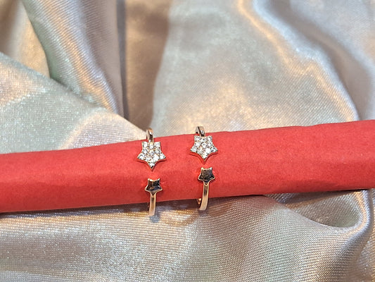 Silver toering with White AD Gemstone