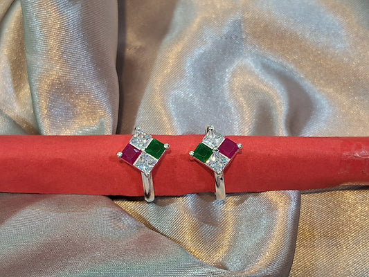Kite Silver toering with Multicolor AD Gemstone