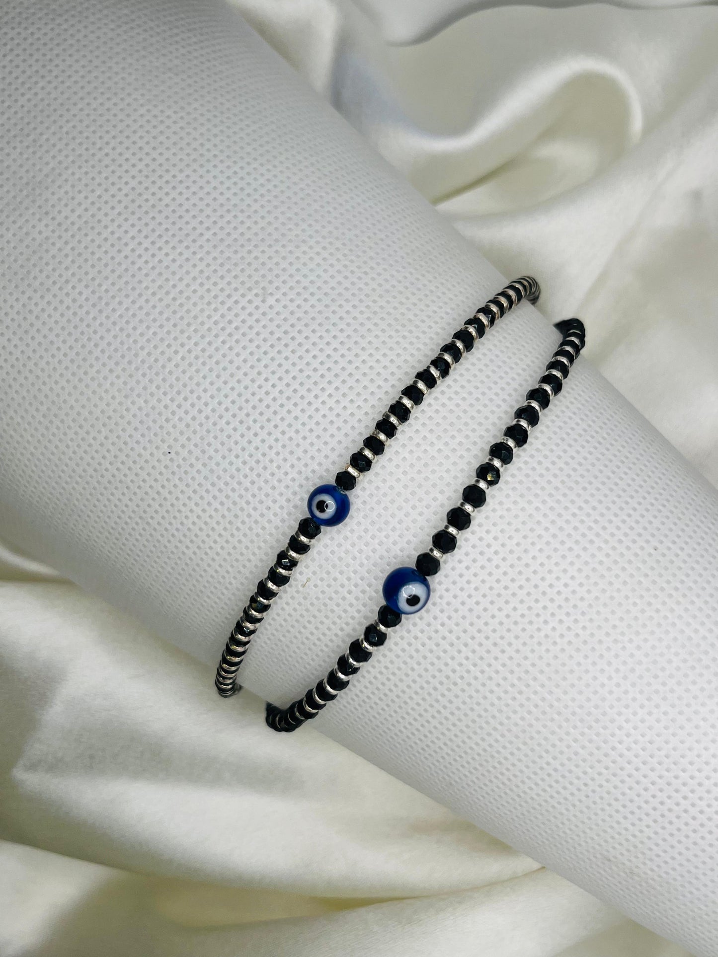 Silver Black Beads nazariya payal