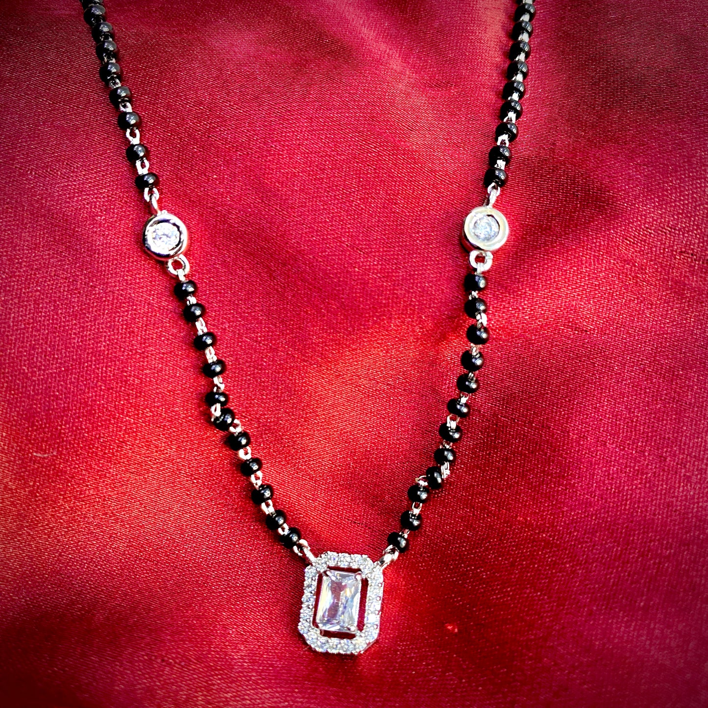Mangalsutra Silver Chain With AD Pendant