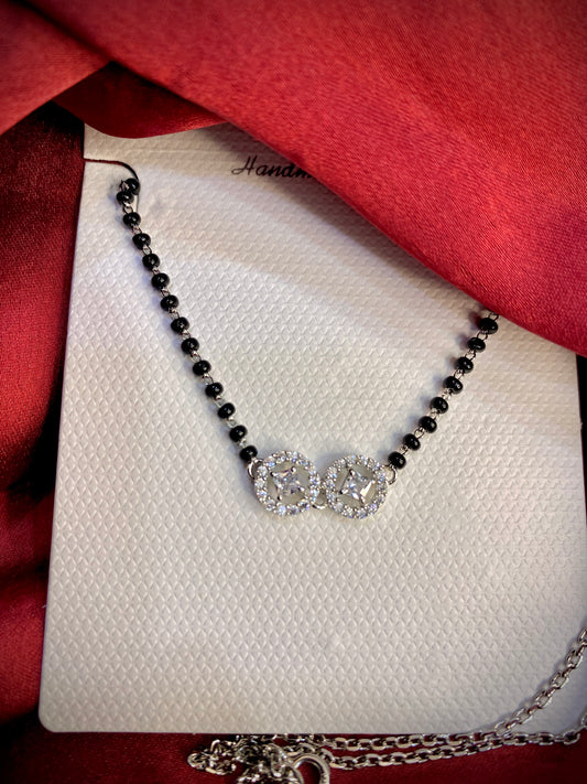 Mangalsutra Silver Chain With AD Pendant