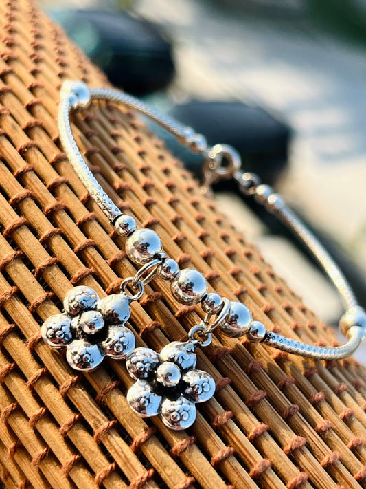 Silver Kada Flower design
