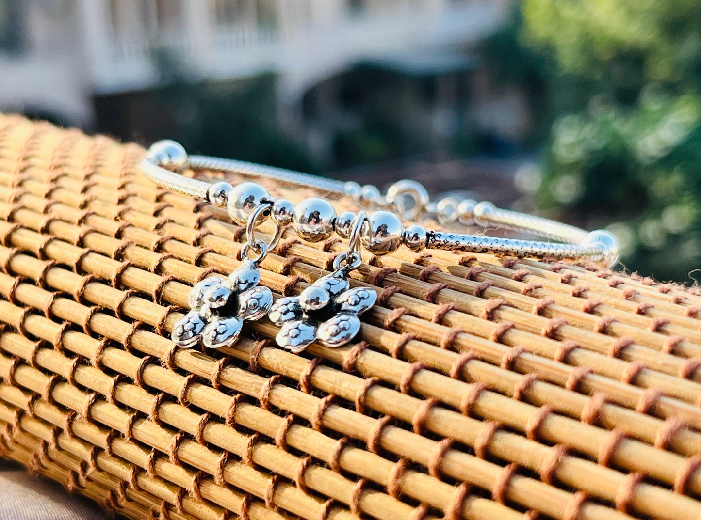 Silver Kada Flower design