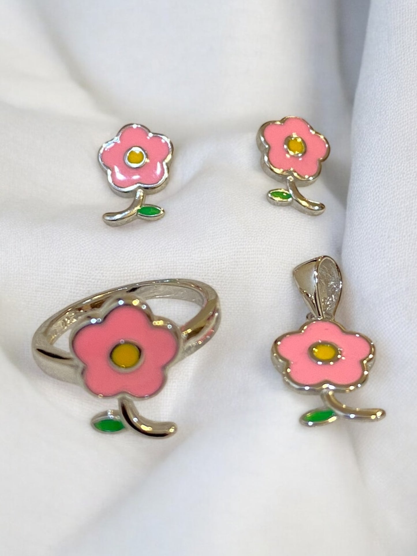 Silver Pendant, Tops & Ring Set for Kids