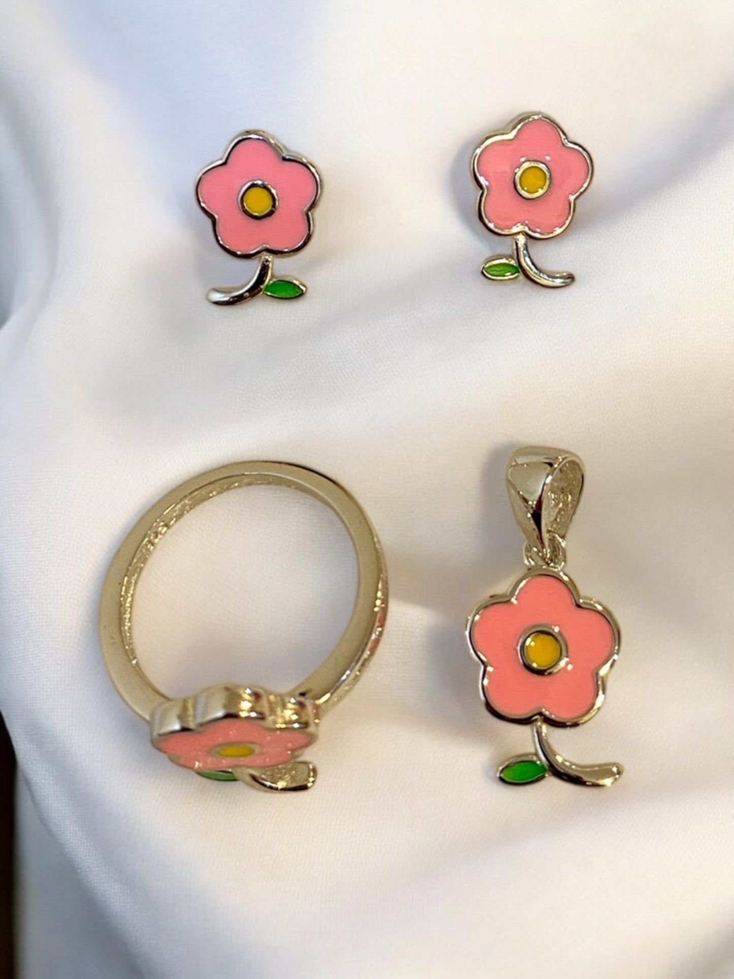 Silver Pendant, Tops & Ring Set for Kids