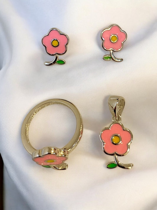 Silver Pendant, Tops & Ring Set for Kids