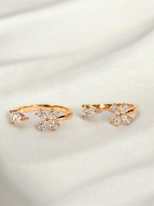Rose Gold Silver Stone Toering