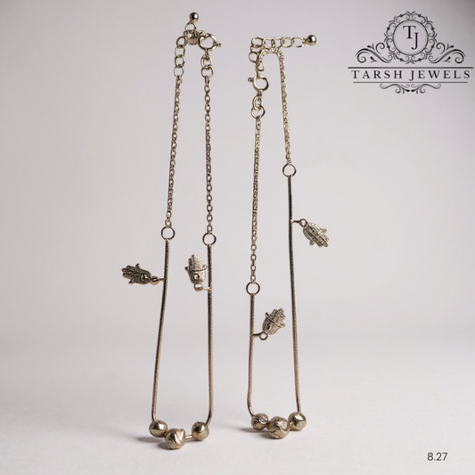 Hand and Ball Anklet Silver