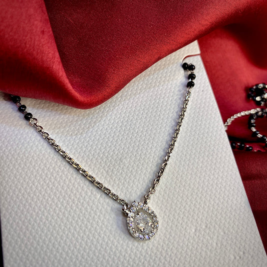 Mangalsutra Silver Chain With AD Pendant