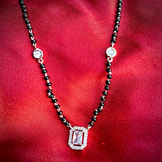 Mangalsutra Silver Chain With AD Pendant