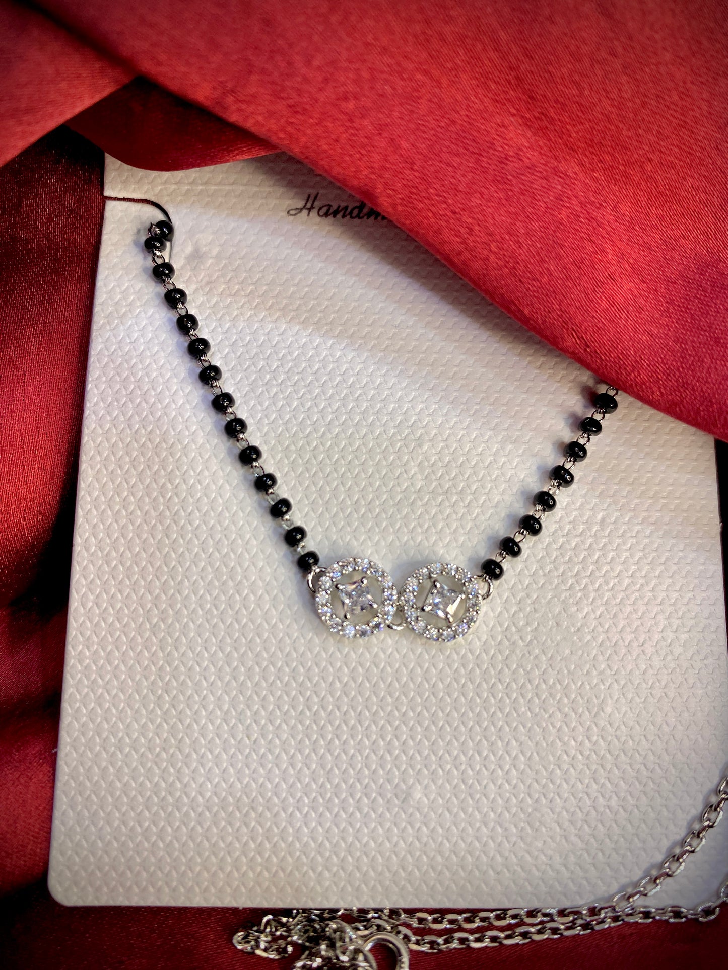 Mangalsutra Silver Chain With AD Pendant