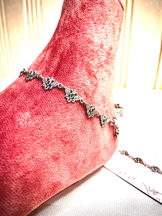 Peacock Anklets (Silver)