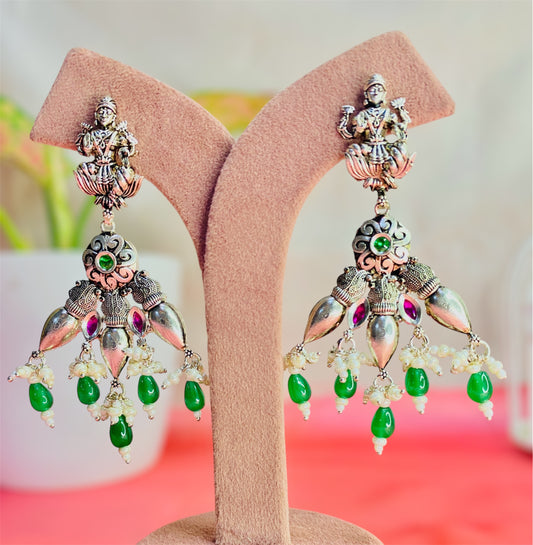 Temple Style Silver Earrings