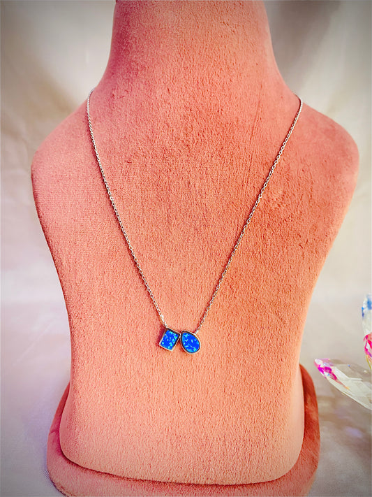 Blue drops Silver Necklace with Pendant