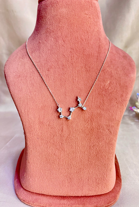 Trendy Silver Necklace with Stone Pendant