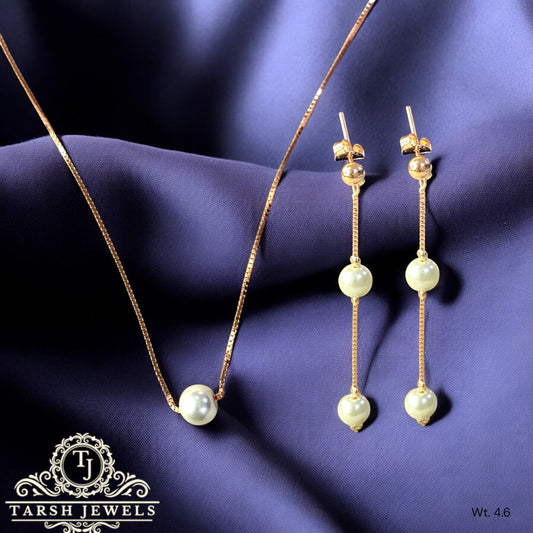 Rose gold Silver Pearl Set