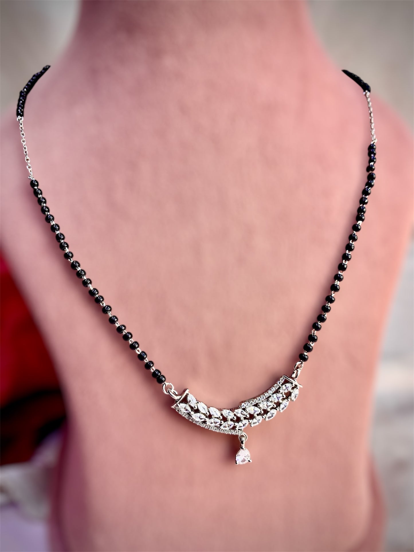 Mangalsutra Silver Chain - Leaf design Pendant
