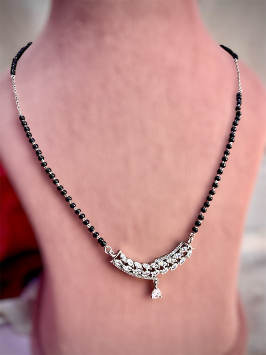 Mangalsutra Silver Chain - Leaf design Pendant