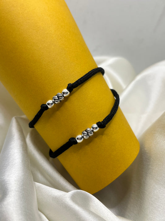 925 Silver Black Thread Anklet