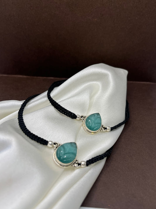 925 Silver Black Thread Anklet