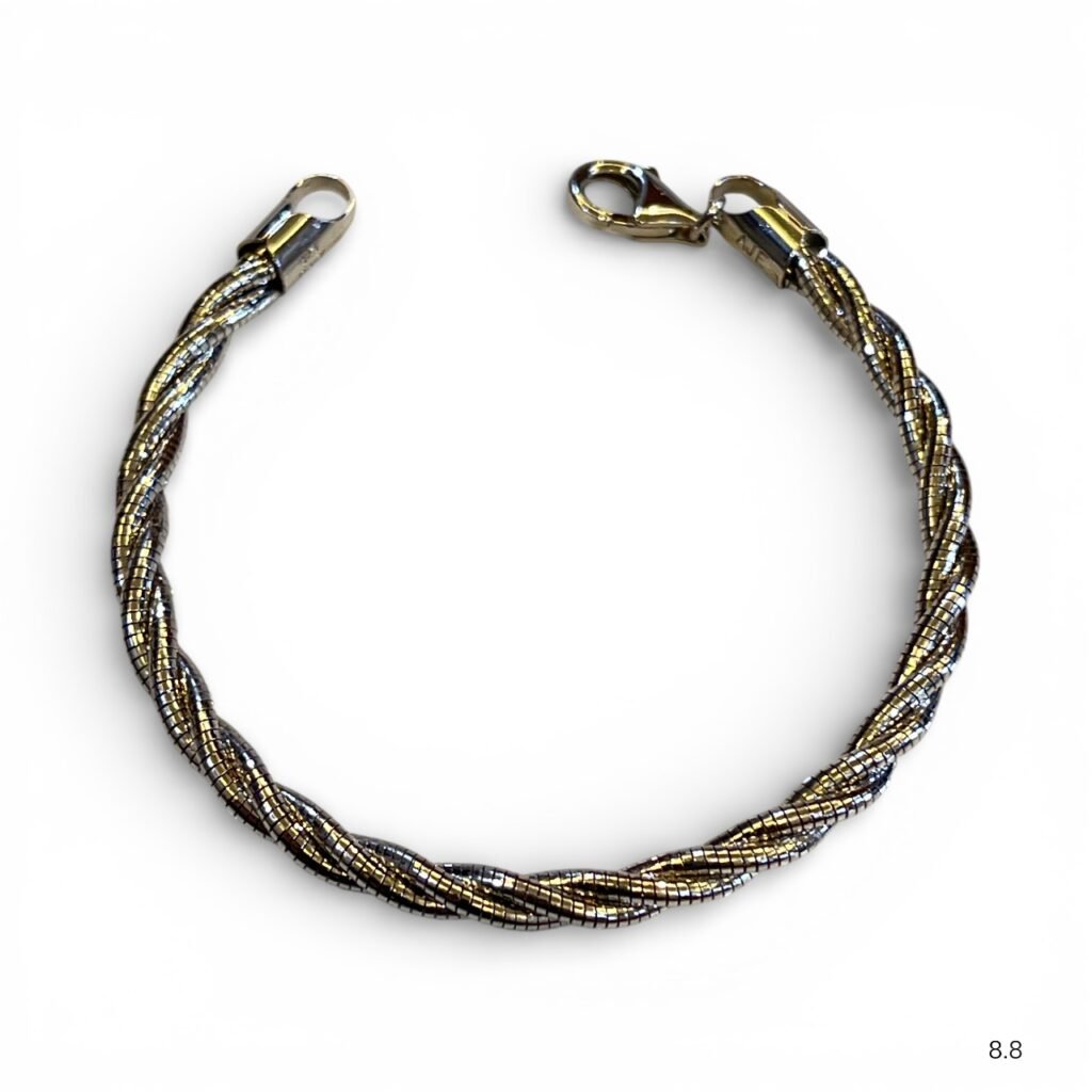 Rose gold and Silver Italian cross linked bracelet
