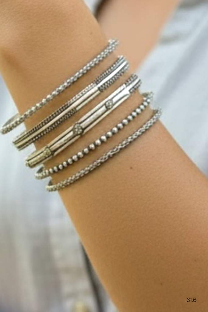 Set of 5 Oxidised Silver Bangles