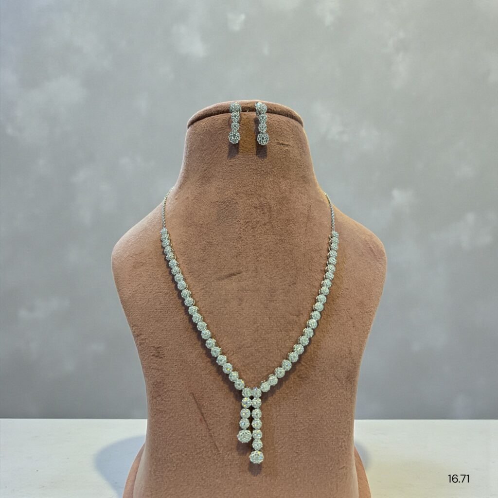 Beautiful Diamond (AD) Silver Necklace Set