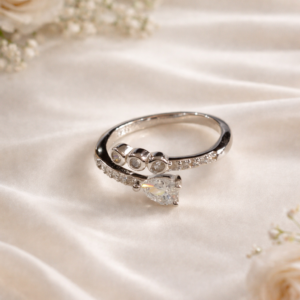 Stylish Silver Ring with AD - Size 8
