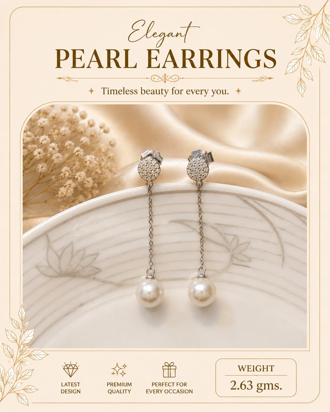 Dangling Pearl Silver Tops