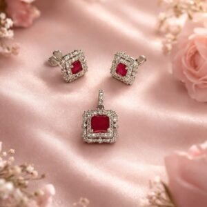 ruby pendant set