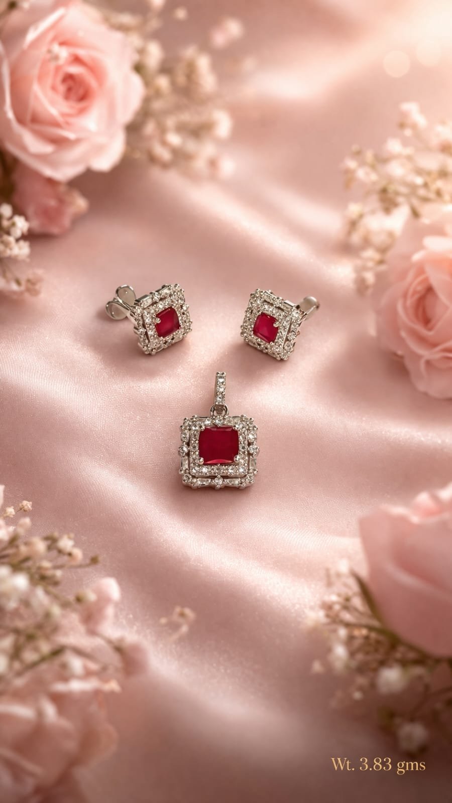 ruby pendant set