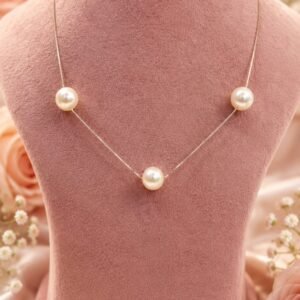 Rose gold pearl silver necklace