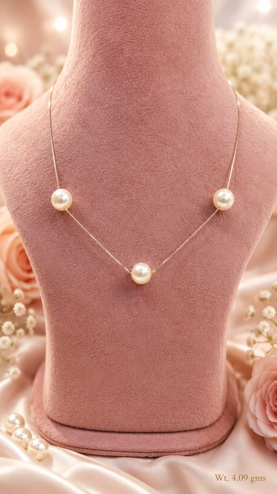 Rose gold pearl silver necklace