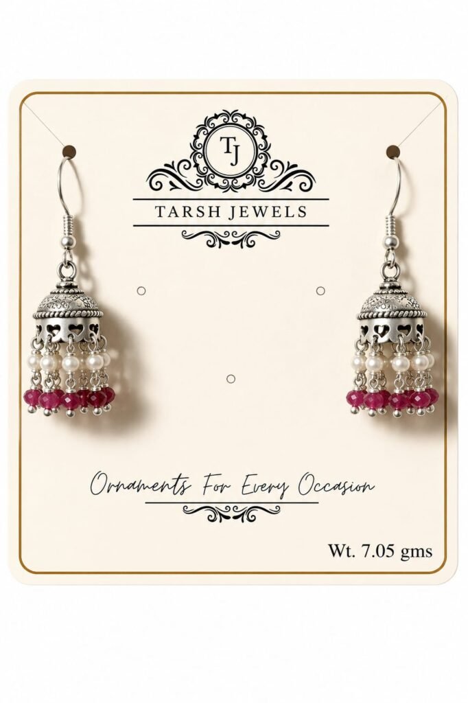 The Noor Silver Jhumkas