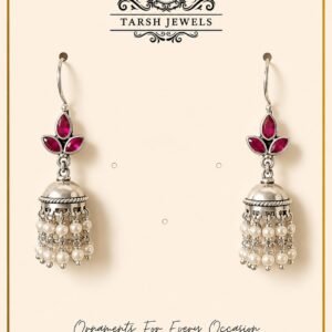 The Gulrani – Silver Pearl Jhumka Earrings