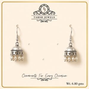 The Noor – Silver Pearl Jhumka Earrings