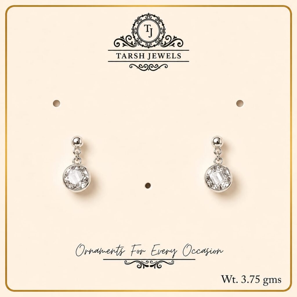 The Elara – Silver Solitaire Drop Earrings