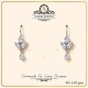 The Seraphina – Silver Crystal Petal Drop Earrings