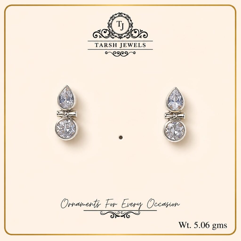 The Lucienne – Silver Duo Crystal Stud Earrings