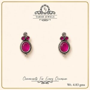 The Gulnaar – Ruby Pink Silver Statement Studs