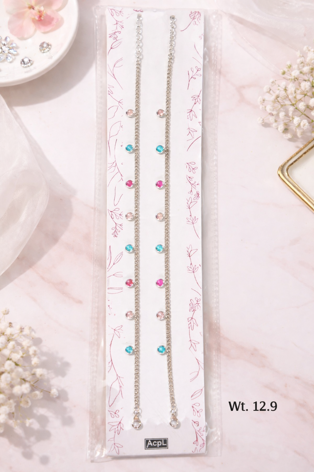 The Rangrez – 925 Sterling Silver Multicolour Anklets