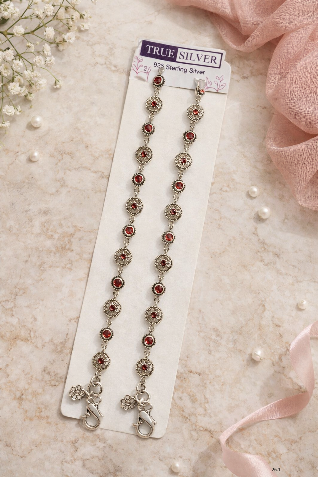 The Ruhani – 925 Sterling Silver Ruby Anklets