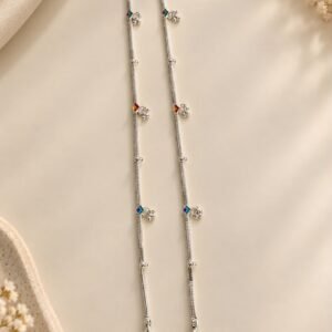 Snake Chain Anklet with Colorful Charms