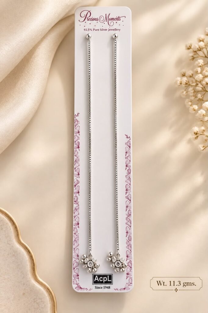 Silver Floral Anklets
