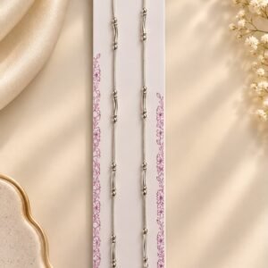 Silver Beaded Snake Chain Anklet with Floral Clasp