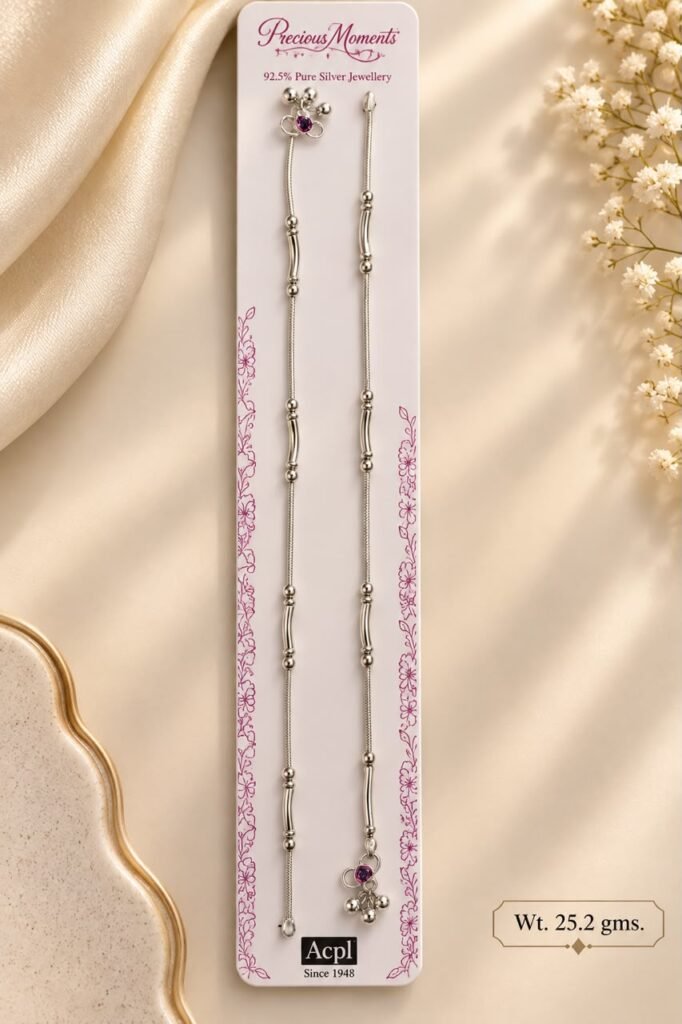 Silver Beaded Snake Chain Anklet with Floral Clasp