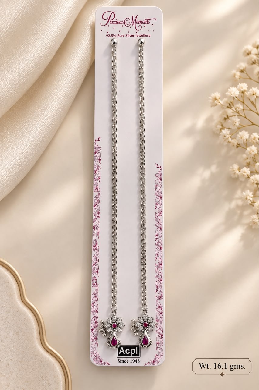 925 Sterling Silver Floral Charm Anklet Listing