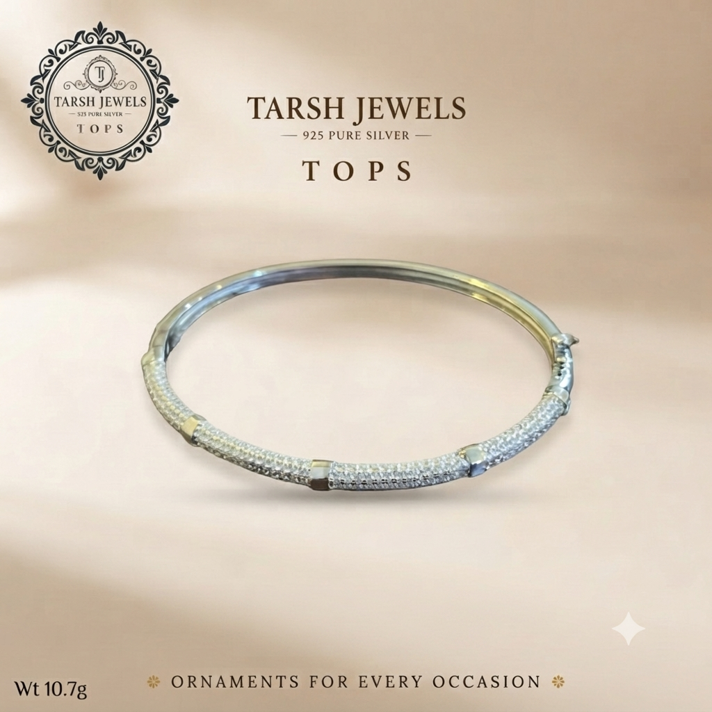 AD Studded Silver Kada